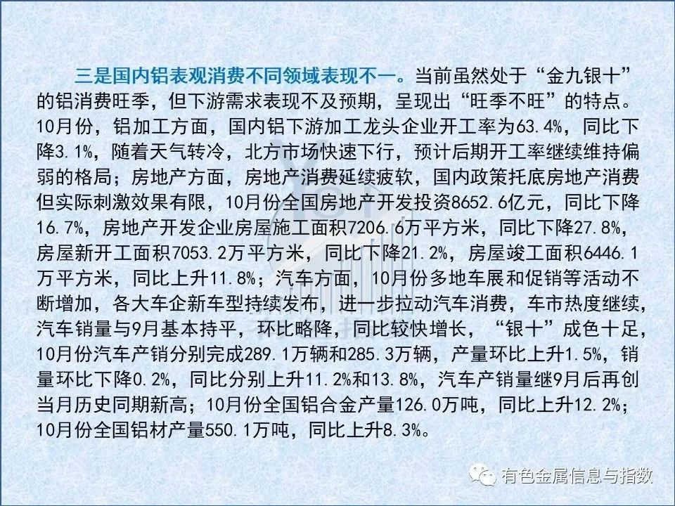 中國(guó)鋁冶煉產(chǎn)業(yè)月度景氣指數(shù)報(bào)告（2023年11月）